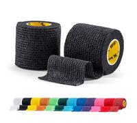 2 Rolls SPORTTAPE Football Sock Tape, 5cm x 4.5m, Black - Self-Adhesive Cohesive Bandage, Compression Wrap & Sports Stretch Tape for Ankles, Joints, Socks, Vet & Pet Wrap for Dogs, Horses