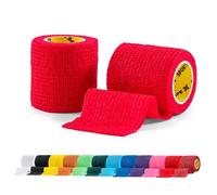 2 Rolls SPORTTAPE Football Sock Tape, 5cm x 4.5m, Red - Self-Adhesive Cohesive Bandage, Compression Wrap & Sports Stretch Tape for Ankles, Joints, Socks, Vet & Pet Wrap for Dogs, Horses