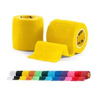 2 Rolls SPORTTAPE Football Sock Tape, 5cm x 4.5m, Yellow - Self-Adhesive Cohesive Bandage, Compression Wrap & Sports Stretch Tape for Ankles, Joints, Socks, Vet & Pet Wrap for Dogs, Horses