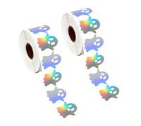 2 Rolls Sticker Halloween Christmas Round Reflective Colorful Labels for Party Decorations DIYer Adhesive Decal Christmas Sticker