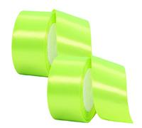 2 Rolls Thick Bright Green Satin Ribbon - 40mm Wide, 22M, Double Sided, Perfect for Gift Wrapping, Crafting, Cake Decoration, Hair Bows, Bouquets, Christmas & Wedding Decorations