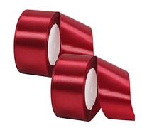 2 Rolls Thick Burgundy Red Satin Ribbon - 40mm Wide, Double Sided for Gift Wrapping, Crafting, Cake Decoration, Hair Bows, Bouquets, Christmas & Wedding