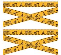 2 Rolls Under Construction Party Tape, 98 Feet x 3 Inch No Sticky Construction Theme Caution Banner Birthday Party Favors Decor for Classroom Home Work Zone Photo Prop Supplies