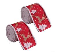 2 Rolls Velvet Decorative Ribbons for Christmas Crafting and DIY Fabric Projects with Wire Edge for Shaping Bows and Holiday Decorations (Elk)
