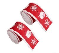 2 Rolls Velvet Decorative Ribbons for Christmas Crafting and DIY Fabric Projects with Wire Edge for Shaping Bows and Holiday Decorations (Santa Claus)