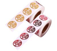 2 Rolls Wedding Stickers Double Happiness Paper Labels for Chinese