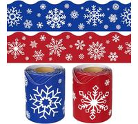 2 Rolls Winter Snowflake Bulletin Board Borders, 65.6 Ft Snowflake Scalloped Border Trim for Winter Christmas Office School Classroom Wall Chalkboard Decor