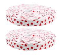 2 Rolls Wired Edge Ribbon, Red Polyester Love Heart Craft | Two Rolls, 9.84 Yards Total, Easy to Tie for Gift Wrapping, Wreaths, Bows, Florists and Decorators