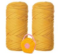 2 Rolls Yarn for Crocheting, Ribbon Yarn, Soft Polyester Fabric, Smooth Knitting, Easy to Operate, Thick Yarn for Bags, Blankets, Scarves, 70 m x 2 cm / 76.55 yd x 0.79 in