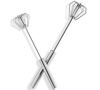 2 Rotary whisks Egg Whisk,Multifunction Stainless Steel Stirring Hand-held Press Mixer, Stainless Steel Rotary Mixer, semi-Automatic Kitchen Utensils (12 inches + 10 inches)