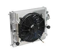 2-Row Full Aluminum Racing Radiator w/ 12V Fan Shroud Replacement for 1992-2000 Honda Civic EH EJ 1993-1997 Del Sol EG MT 1994-2001 Acura Integra DB DC