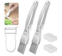 2 Scallion Cutter Shred Knifes, Multifunction Shred Silk The Knife, Stainless Steel Onion Chopped Slicer, Manual Green Onion Slicer Knife with Peeler, Shredder with Hole for Vegetables Fruits