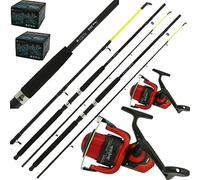 2 Sea Fishing Boat Max Rods 6FT Yellow Tip + SEA SPIRIT Large Sea Reels Red Line