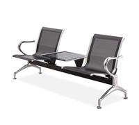 2 Seat Black Reception Chairs with Arms & Coffee Table - Metal Waiting Room Seating for Office Hospital Bank Airport & Market - Stylish andDesign