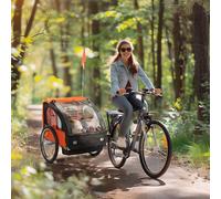 2-Seat Child Bike Trailer Bicycle Wagon for Kid w/ Seat Belt Hitch Coupler HOMCOM Yellow One Size