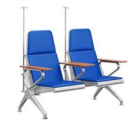 2-seat Clinics Waiting Room Chairs with Armrests, Medical Recliner Chairs with IV Stand, Soft Seat PU and Sponge Backrest for Waiting Room Phlebotomy Hospital(Blue)