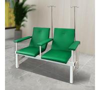 2-Seat Padded Medical Chair with IV Stand for Blood Draw and Patient Waiting in Clinics and Laboratories