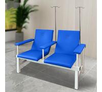 2-Seat Padded Medical Chair with IV Stand for Blood Draw and Patient Waiting in Clinics and Laboratories
