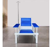 2-Seat Padded Medical Chair with IV Stand for Blood Draw and Patient Waiting in Clinics and Laboratories