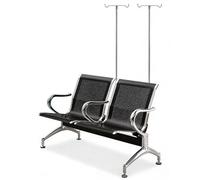 2-Seat Phlebotomy Blood Drawing and Waiting Chairs with Detachable Stand, Integrated Steel Pipe Armrests and Legs