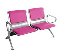 2 Seat PU Leather Waiting Room Bench Steel Frame Office Lobby Chairs Comfortable Reception Seating for Airport Hospital School Salon Bus Stop