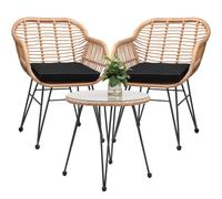 2 Seat Rattan Balcony Set Bali Brown/Black