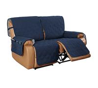 2 Seat Recliner Sofa Cover,Waterproof Loveseat Recliner Slipcover Non Slip One Piece Sofa Cover,Cover for Loveseat Reclining Couch with Elastic Straps,Washable Furniture Protector(Navy Blue)