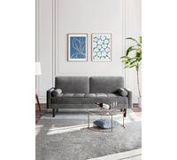 2-Seat Velvet Sofa with Bolster Pillows Living and Home Grey One Size
