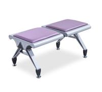 2-Seat Waiting Room Bench, Reception Chairs with Non-Slip Foot Mats, No Backrest, for Airport Clinic Hospital Lobby