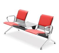 2-Seat Waiting Room Bench with Backrest & Armrests Metal Frame Reception Furniture Set with Coffee Table Ideal for Hospitals Clinics Airports Banks Salons & Barbershops