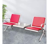 2-Seat Waiting Room Bench with Coffee Table, Armrests, and Backrests, Durable Cold-Rolled Steel, Ideal for Clinic, Airport, Hospital, Barber, Salon, and Bank Settings