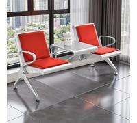 2 Seat Waiting Room Bench with Table & Arms, PU Leather Reception Chairs for Office, Hospital, Airport, Bank, Barbershop