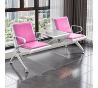 2 Seat Waiting Room Bench with Table & Arms, PU Leather Reception Chairs for Office, Hospital, Airport, Bank, Barbershop