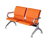 2 Seat Waiting Room Chairs with Arms, 4cm Thick Leather Cushion, Airport Reception Bench for Market Bank Hospital School