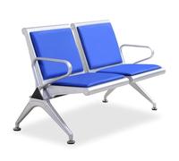 2-Seat Waiting Room Chairs with Arms & Backrest, Non-Slip Foot Mats, Guest Reception Chair for Office Airport Bank Salon