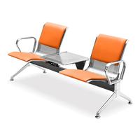 2-Seat Waiting Room Furniture Set with Coffee Table Guest Bench with Backrest and Armrests Metal Frame Ideal for Hospital Clinic Airport Bank Salon Barber Shop