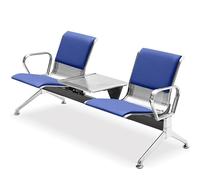 2-Seat Waiting Room Furniture Set with Coffee Table Metal Frame Reception Bench with Backrest & Armrests Ideal for Hospital Clinic Airport Bank & Lounge Areas