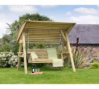 2 Seat Wooden Garden Swing with Canopy Wood