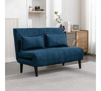 More4Homes Harper 2 Seater Folding Clic Clac Fabric Living Room Lounge Futon Sofa Bed Blue