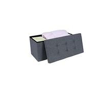 2 Seater Double Linen Storage Ottoman Foldaway Seat Stool Bench Toy Box Pouffe
