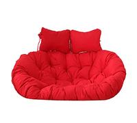 2-Seater Egg Chair Swing Cushion - Waterproof Sun-Resistant Red Cushion for Wicker Hanging Chairs Removable Cover Ideal for Patio Hammocks 2-Person Comfort