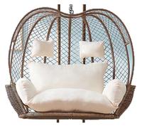 2 Seater Egg Rocking Chair Cushion for Outdoor Hanging Chair, Thick Washable Cushions, White, 23.6 x 15 Inch Wicker Swing Cushion, Chair Not Included