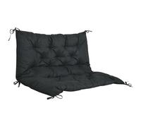 2 Seater Garden Bench Cushion Outdoor Seat Pad with Ties Black