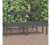 2-Seater Garden Bench Grey 159.5x44x45 cm Solid Wood Pine Berkfield Home Grey One Size