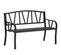 2 Seater Garden Bench Metal Loveseat w/ Decorative Backrest Ergonomic Armrest