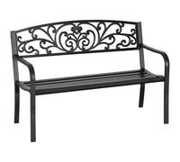 OUTSUNNY Metal Garden Bench 2 Seater Porch Patio Park Chair Seat Outdoor Relax in Black Outsunny Black