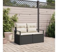 2-Seater Garden Sofa with Cushions Black Poly Rattan Berkfield Home Black One Size