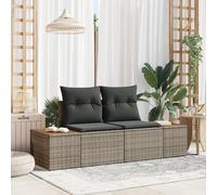 2-Seater Garden Sofa with Cushions Grey Poly Rattan Berkfield Home Grey One Size