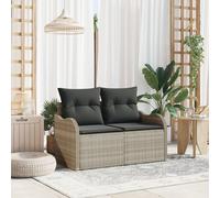2-Seater Garden Sofa with Cushions Light Grey Poly Rattan Berkfield Home Multi One Size