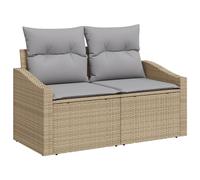 2-Seater Garden Sofa with Storage&Cushions Beige Poly Rattan Berkfield Home Beige One Size